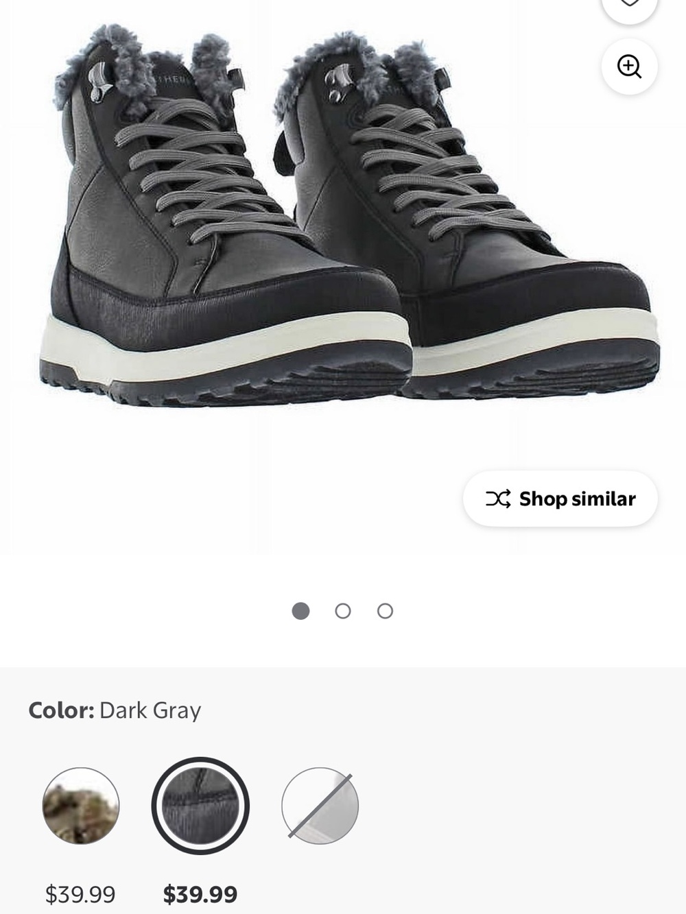 Weatherproof Men's Dark Gray Fleece-Lined Lace-Up Boots